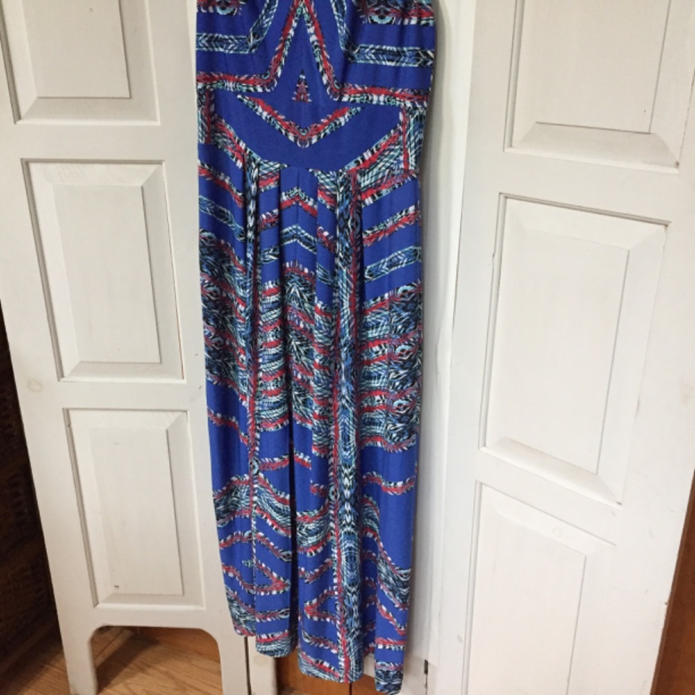 Donna Ricco Sleeveless Blue and Red Tribal Patterned Dress - Picture 10 of 15